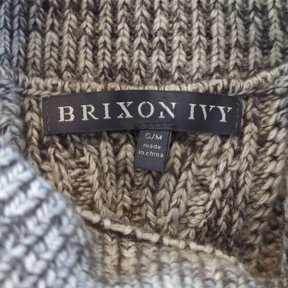 Brixton Ivy Gray Marled Knit Cowl Neck Poncho Sweater S/M Women’s Oversized - Picture 9 of 10